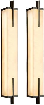 Alabaster Sconces Set Of Two Modern Marble Wall Lights Long Linear Stone Marble Wall Sconce Lighting Bathroom Vanity Light Fixture Brass Bedroom Wall Mount Lamp For Living Room Hallway Restaura
