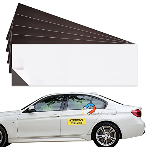 Bumper Sticker Magnets, Car Magnetic Sheets 5 Packs 12"×4" Bumper Sticker Magnetic Sheet With Self Adhesive Bumper Stickers Magnetic For Car, Home, Refrigerator, Photos, Stickers, Crafts #TOP24