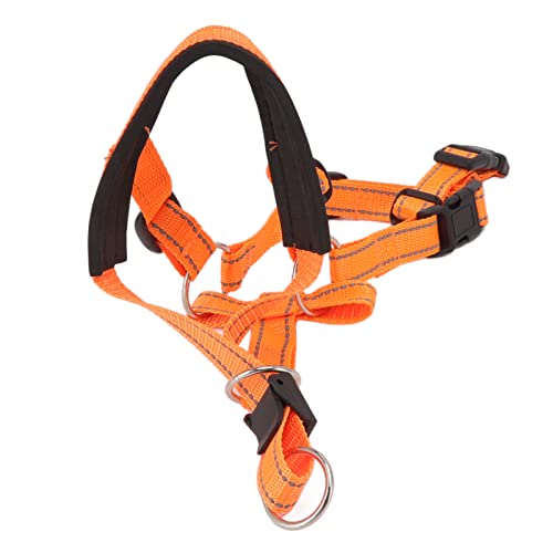 Hundekopfkragen mit Sicherheitsriemen Verstellbarer Kopfhalter für Hunde Anti -Zieh -Mundabdeckung Ganter Anführer für Außenspaziergänge verhindert beißen und ziehen für (Orange)