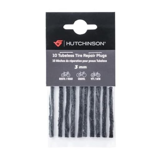 HUTCHINSON - 10 Mechas - Tubeless - Antipinchazos - Accesorio para Bicicleta - Kit de Reparación - Fácil de usar - 3 mm