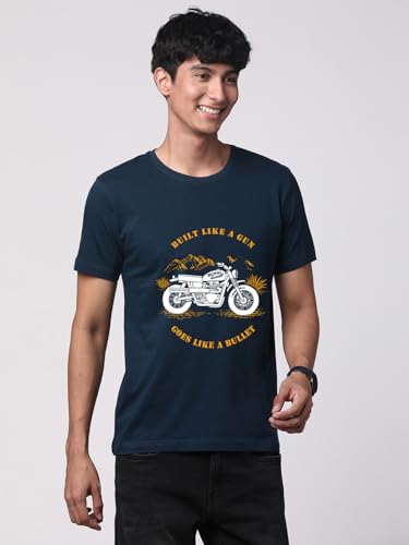 Image of ADRO Men's Royal Bike Design Printed 100% Cotton T-Shirt - Regular Fit, Printed T-Shirts for Men
