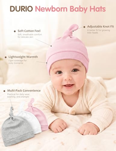 Image of Durio Soft Warm Knitted Baby Hats Caps Cute Cozy Chunky Winter Infant Toddler Baby Beanies for Boys Girls