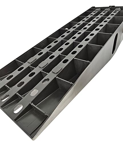 MaxxHaul 50515 6.25\" Lift Car Ramps, 2-Pack – 13,000lb GVW, Deep Grooved Surface for Stable Tire Placement, Heavy-Duty, Black