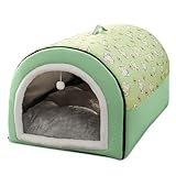 allsopets letto a grotta per gatti cuccia per cani carina con manici superiori letto per animali per gatti e cuccioli letto igloo portatile per cani con fondo antiscivolo e cuscino (verde,l)