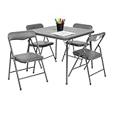 Flash Furniture Mindy Kids 5-Piece Folding Square Table and Chairs Set for Daycare and Classrooms, Children's Activity Table and Chairs Set, Gray