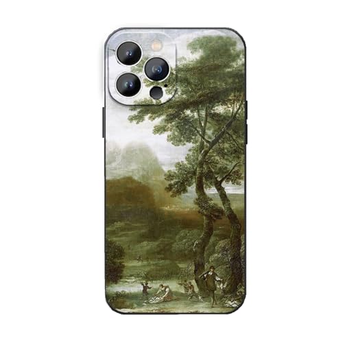 Avistinz Compatible with iPhone 14 Pro Max Case, Nature Landscape Green Pattern Vintage Tree Forest Phone Case, Slim Soft Protective Cover