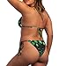 Pugasmiru Four-Leaf Clover Pattern Women's Adjustable Bikini Set Sexy St. Patrick's Day Two Piece Triangle Swimwear Tie Straps Soft Fabric Flattering Fit All Day Wear XS-2XL
