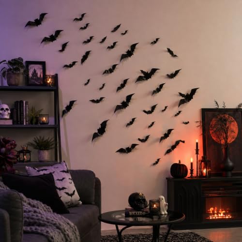 Oeyliz Bats Halloween Decorations Halloween Bats Wall Decor Sticker - image 2