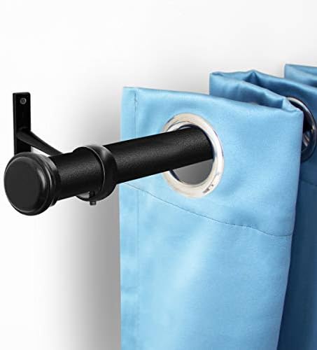 Qlfyuu Curtain Rail with Round End Piece Cap, Shower Curtain Rail Ceiling Bracket with Brackets, 310-410 cm, Adjustable Extendable Curtain Rods (Black, XL)