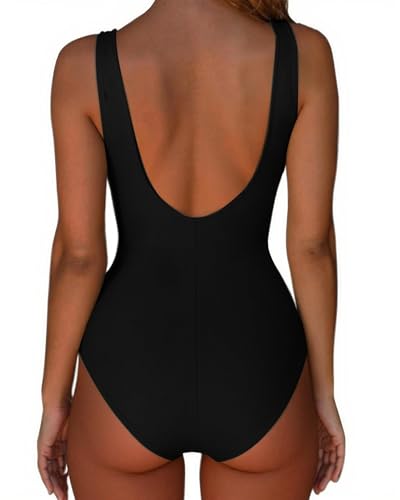 SUUKSESS Women One Piece Ruched Swimsuit Tummy Control Backless Bathing Suit3