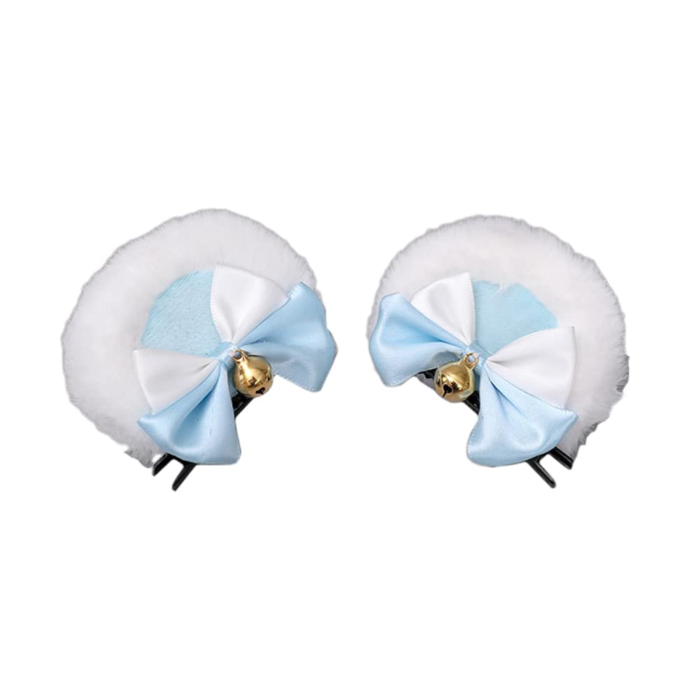 1 Pair Handmade Bear-Ear Hair Clip Plush Bear Ears Hair Barrettes Faux Fur Bow Bear Ears Hairpins Sweet Bowknot Hairpins Cute Barrette Cosplay Props