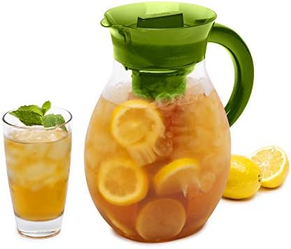 Primula The Big Iced Tea Maker and Infuser, Plastic Beverage Pitcher with Leak Proof, Airtight Lid, Fine Mesh Reusable Filter, Made without BPA, Dishwasher Safe, Green