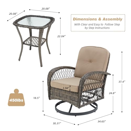 Erommy3piecesoutdoorswivelrockerpatiochairs360degreerockingpatioconversationsetwiththickenedcushionsandglasscoffeetableforbackyardkhaki Urban Country Home Decor Erommy 3 pieces outdoor swivel rocker patio chairs 360 degree rocking patio conversation set with thickened cushions and glass coffee table for backyard khaki urban country home decor