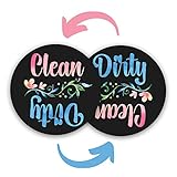 Dishwasher Magnet Clean Dirty Trendy Boho Watercolor Art 3 inch Round Magnet - Art Lovers Kitchen Magnet with Decorative Flower for Home Decor, Gift for Men & Women,Kids or Party Favors, Made in USA