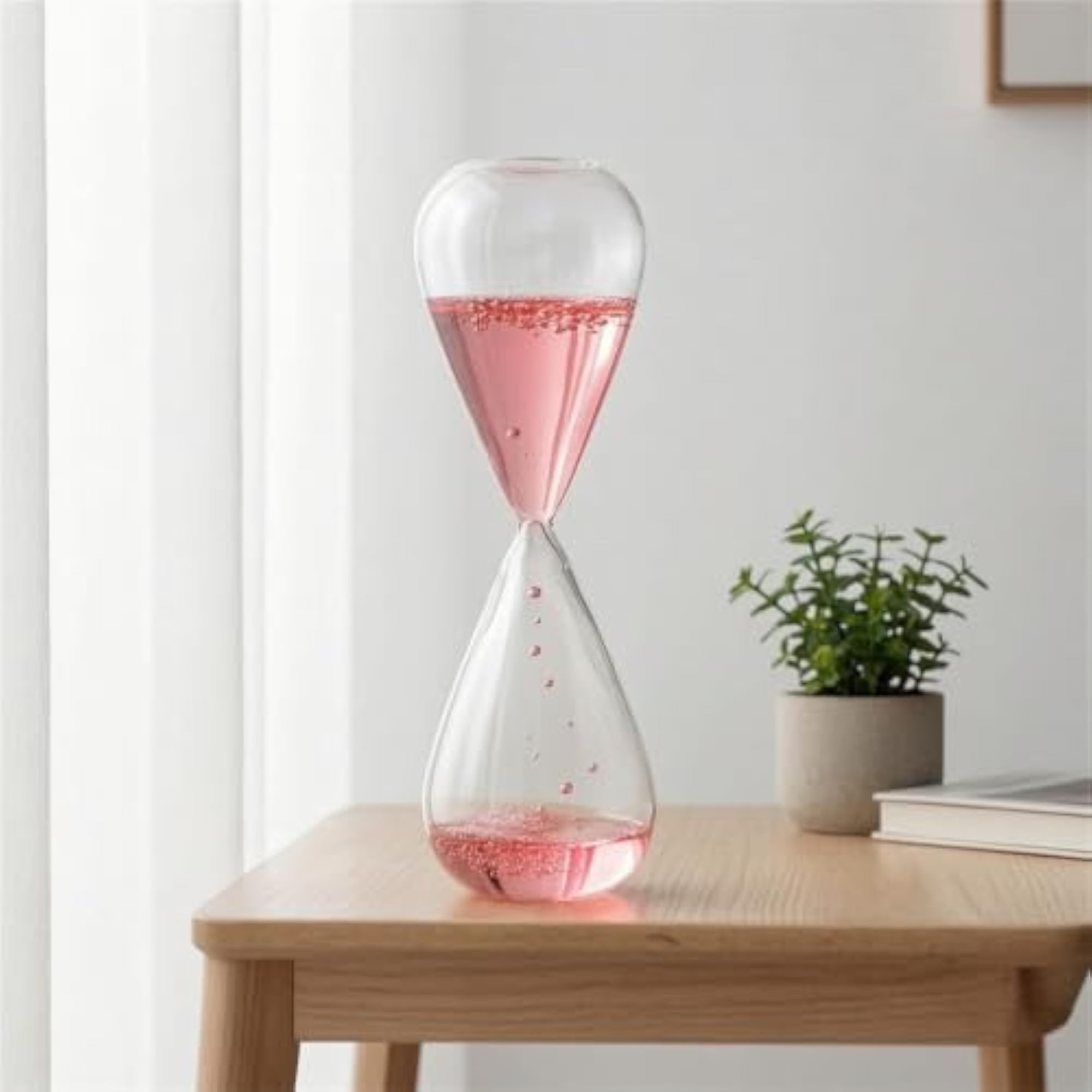 Clear Glass Hourglass with Liquid Bubbles
