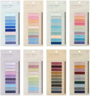 Smarpau 8 Pack Sticky Tabs, 1600 Pieces Book Tabs Writable and Repositionable Index Tabs File Tabs Flags with Ruler, Morandi Colored Note Page Marker for Reading Notes, Books, Classify Files
