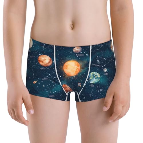 Boys' Cotton Boxer Brief Soft Underwear-Solar System And Planets