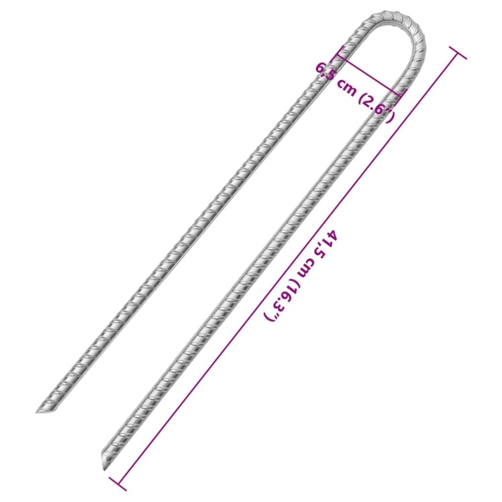 6 STK. Zeltheringe 41,5 cm U-Form, Ø 12 mm Erdnägel aus verzinktem Stahl für Camping, Pavillon & Vorzelt