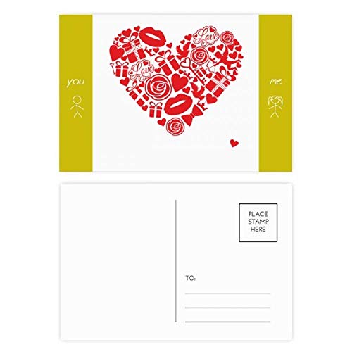 Carte postale Saint Valentin coeur rouge et lot de 20 cartes de remerciement pour ami