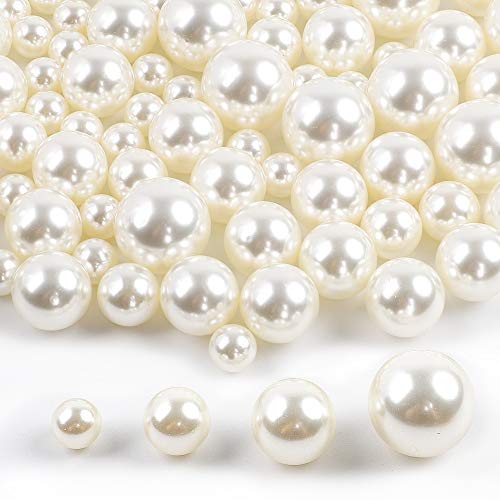 DICOBD 100pcs 4 Sizes(12mm, 16mm, 20mm, 25mm) Pearl Beads Ivory No Holes Elegant