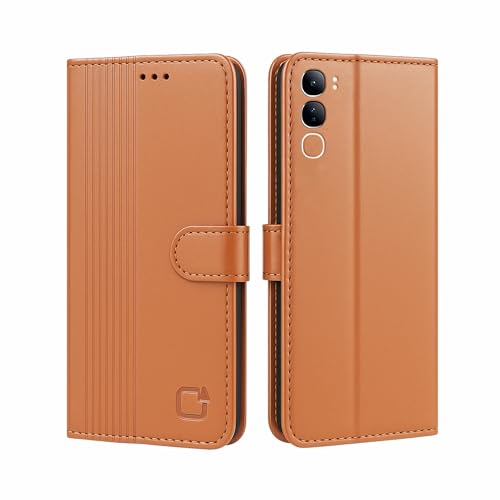 Image of AIBEX Shock Proof Flip Compatible for Vivo Y300 5G Flip Cover Leather Finish | Inside TPU with Card Pockets | Wallet Stand | Complete Protection Flip Case - Brown