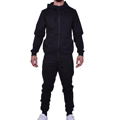 Riflessi Men's Athletic Sports Casual 2 Piece Solid Color Tracksuit Hoodie Jogger Pants Sweatsuit Set