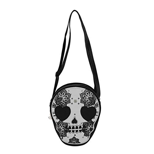 Libertroy Mini Lindo Popular Estilo Único Mujeres Mini PU Bolso Cráneo Patrón Hombro Bolso Satchel Bolsa