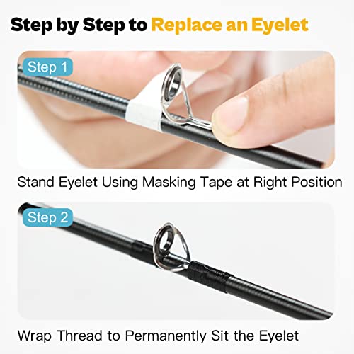 Ojy&Doiiiy Fishing Rod Repair Kit, All-In-One Supplies For Fishing Pole Eyelets Replacement With Rod Guides,Epoxy Glue,Wrapping Thread And Tape #TOP2