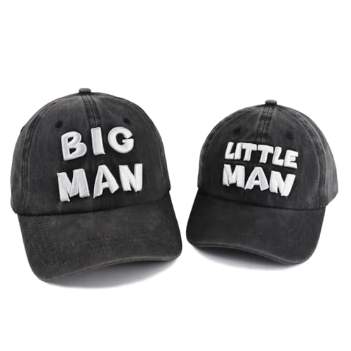 Kamaple Big Man and Little Man Hats Father Son Matching Outfits New Dad Gifts from Wife Mom Son Funny Daddy Golf Baseball Cap Xmas Fathers Birthday Gift Black