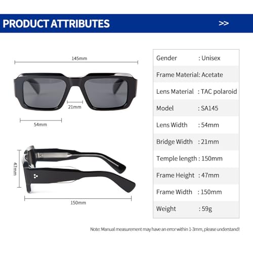 Lunettes de soleil en acétate épais de qualité supérieure style rétro - 2
