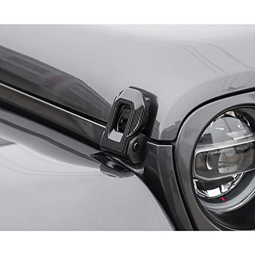 Voodonala For Jeep Jl Abs Carbon Fiber Hood Latches Decor Trim For 2018-2023+ Jeep Wrangler Jl Jlu, 2Pcs #TOP2