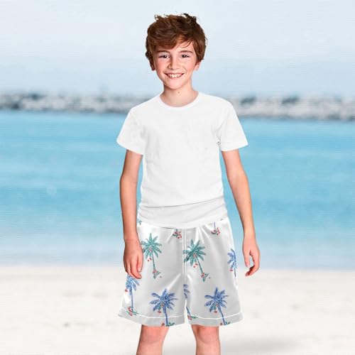 OREZI Boys Swim Trunk Simple Palm Trees Pattern Bathing Suit Swim Shorts for Toddler Kids Teens 6