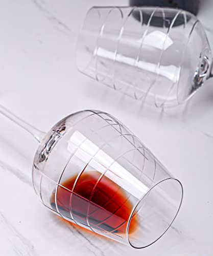 Engraved Crystal Wine Glasses Set Of 6 - Wine Glasses With Long Stem,17Oz Hand Blown Engraved Design Wine Glasses.perfect For Redwhite Wine,Unique Wedding/Birthday Wine Gifts For Women #TOP4