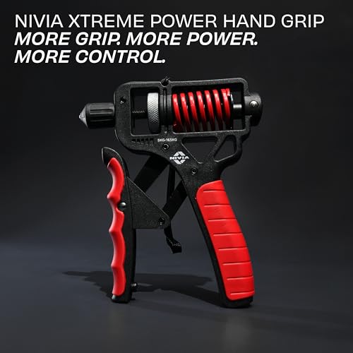 Image of Nivia Xtreme Power Hand Grip, Adjustable Hand Grip, Hand Gripper for Men & Women for Gym Workout, Hand Exercise Heavy Strength Training Equipment for Forearms, Finger Exerciser, 5-165 kg resistance (Red)