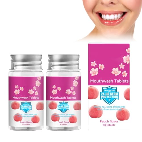 Grgowe Mouthwash 2Pc Enjuague Bucal,Tabletas Refrescantes Aliento,Enjuague Bucal Desechable,Enjuagues Bucales De Tamaño De Viaje,Eliminar El Mal Aliento De Boca,Para Un Aliento Fresco (honey peach)