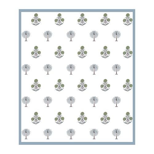 Image of BLOCKS OF INDIA Hand Block Printed 200 TC Cotton King Size Bedsheet (Open Grey Motifs)