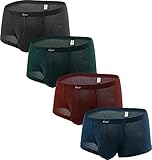 iKingsky Men's Bulge Boxer Briefs U-Hance Pouch Mens Stretch Underwear Sexy Breathable Under Panties (Medium, 4 Pack)