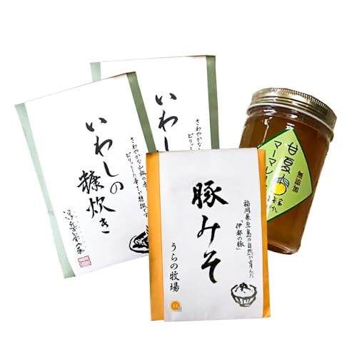 料亭「浮岳茶寮」の3種詰め合わせセット(鰯の糠炊き2・豚みそ1・甘夏マーマレード1)
