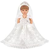 MLcnleS 18 inch Doll Clothes Doll Wedding Dress Accessories Outfits for 18 Inch Doll Clothes - White Bride Dolls Gown Set with Long Lace Veil and Necklace for Girl Birthday Xmas Gift