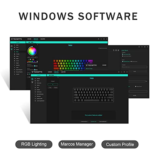 Tezarre Tk61 60% Hotswap Mechanical Gaming Keyboard With Pbt Pudding Keycaps,Rgb Backlit Wired Usb Optical Switches Keyboards Full Keys Programmable For Windows Mac Pc Gamers (Gateron Optical Red) #TOP5