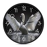 Orologio da parete 25,4 cm, senza ticchettio, silenzioso, moderno, stile semplice, rotondo, decorazione con ali in acqua, orologio decorativo a batteria, per casa, ufficio, soggiorno, camera da letto
