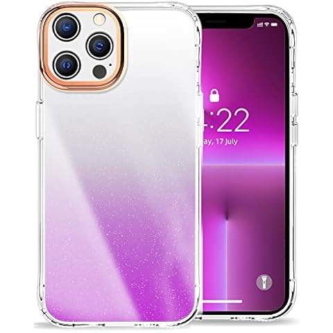 Puninoto Case for iPhone 13 Pro Case 6.1 Inch, Bling Clear Ombre iPhone Case Cover for Women Girls,Shockproof Protective Phone Cases Slim Cases(Purple) Cover