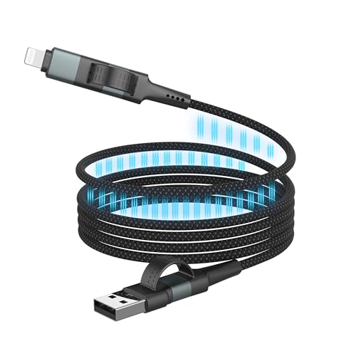 ANSMANN Cavo di ricarica, cavo di ricarica rapida universale, magnetico, cavo USB e Lightning con magnete, cavo di ricarica da 60 W per iPhone 16 Pro/15 Pro/Samsung/Android/Huawei, 120 cm