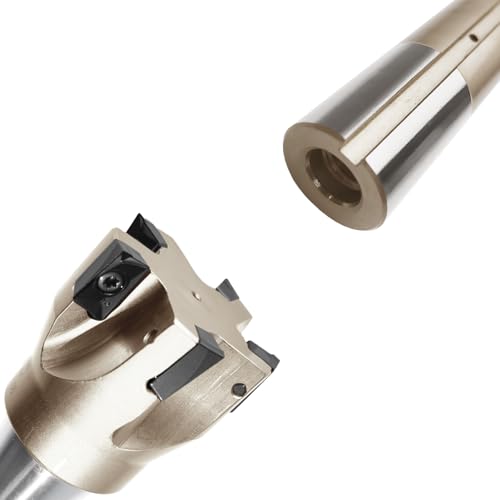 Image of R8 Shank Indexable End Mill 2 inch Diameter 90 Degree High Speed Milling Cutter with 5 Apkt1604 Carbide Inserts (6-1 /8 inch Overall Length)