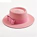 Women's Straw Hat Round Bumpy Surface Flat Top Bowknot Dress Hat Peach pnnrk 56-58CM