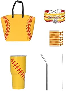Softball Canvas Tote Bag Handbag, Softball Tumbler,Christmas Gifts,Softball Hair Ties for Women, Softball Bracelet For Mom, Girls Softball Jewelry, Softball Team Mom, Softball Gift Set