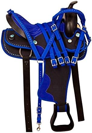 Western Barrel Racing Handmade Synthetic Cordura Horse Saddle Lightweight Trail Tack Equestrian Get Matching Headstall, Breastplate & REINS, Size: 10-18 inches Seat, DD30