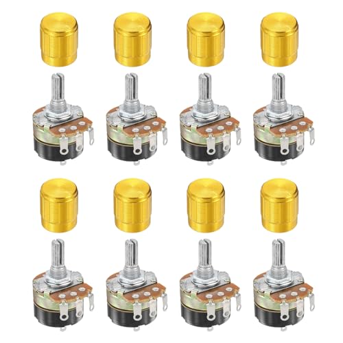 Potentiomètre 100K Ohm WH138 rotatif avec interrupteur pour réglage vitesse onduleur doré x8