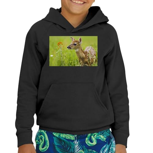 Sweat à capuche enfant faon imprimé mignon en coton premium - 2