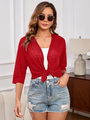 Heymoments Women's Lightweight Open Front Knit Cardigans Short Sleeve Casual Soft Drape Summer Cardigan S-2XL3